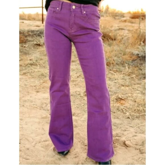 NWT Western Sterling Kreek Purple Flared Jeans Size 3/4 Cotton/Spandex Stretch - Picture 13 of 14